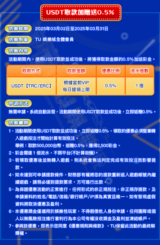 tu全館優惠介紹